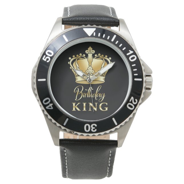 Reloj De Pulsera Cumpleaños King Gold Crown Royal Queen Luxury (Anverso)