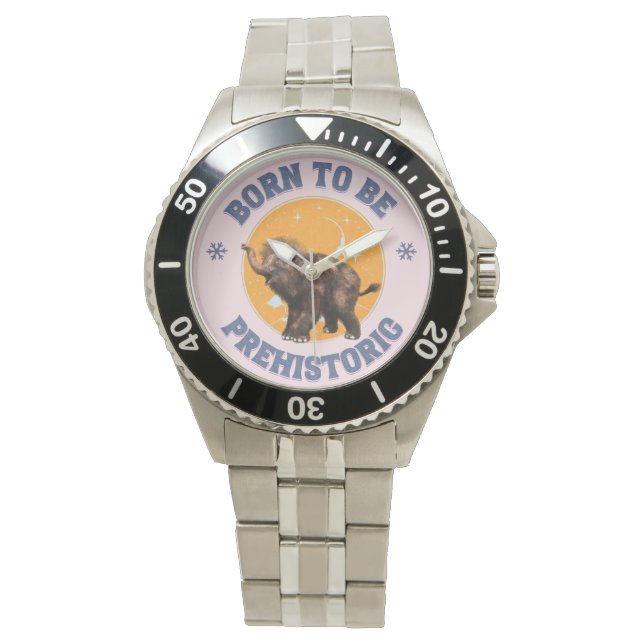 Reloj De Pulsera Cumpleaños prehistórico de mamut bebé divertido (Anverso)