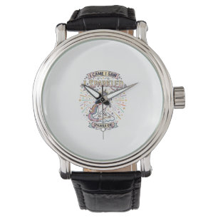 Reloj De Pulsera Cunicornio Llegué Vi Brillé Impresión Lista Mercad