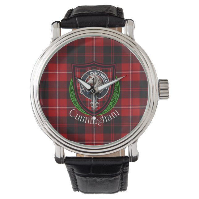Reloj De Pulsera Cunningham Scottish Clan Tartan & Crest (Anverso)