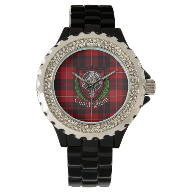 Reloj De Pulsera Cunningham Scottish Clan Tartan & Crest (Anverso)