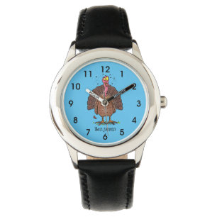 Reloj De Pulsera Curioso pavo de corral marrón con personalizado de