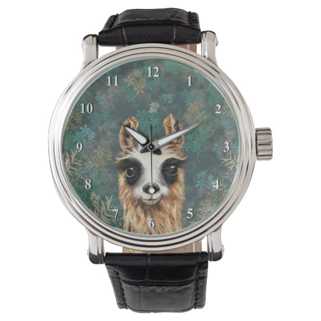 Reloj De Pulsera Curious Baby Llama Watch - Fun (Anverso)
