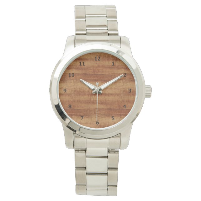 Reloj De Pulsera Curly Koa Acacia Wood Grain Look (Anverso)