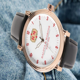 Reloj De Pulsera Custom couple floral names monogram roses