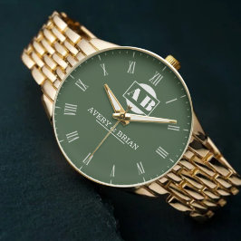 Reloj De Pulsera Custom Couples Monogram Wedding Anniversary Gift