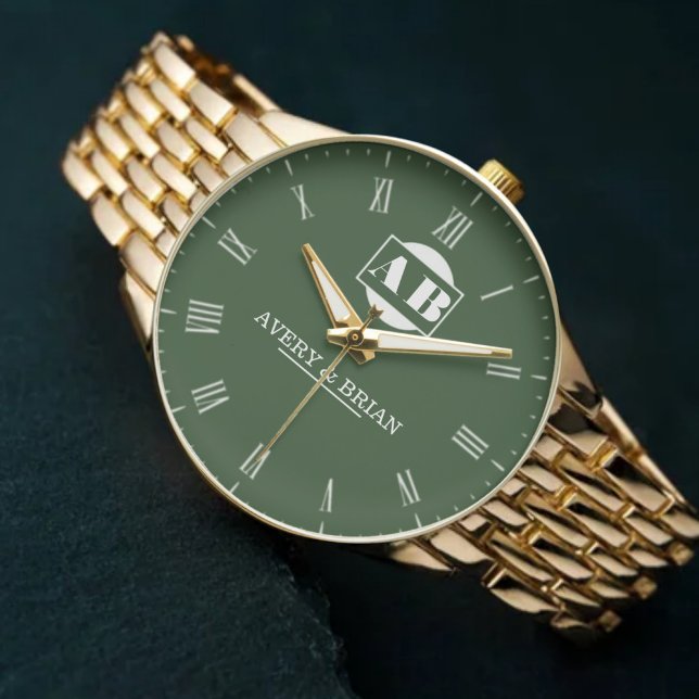 Reloj De Pulsera Custom Couples  Monogram Wedding Anniversary Gift (Subido por el creador)