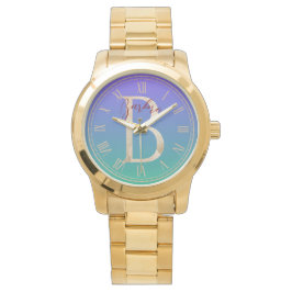 Reloj De Pulsera Custom Elegant blue green gradient background