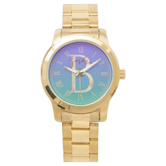 Reloj De Pulsera Custom Elegant blue green gradient background (Anverso)