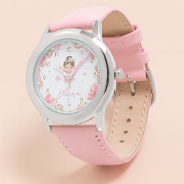Reloj De Pulsera Custom Girls Name Pink Fairy Kids Watch