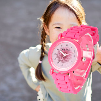 Reloj De Pulsera Custom Girls Name Pink Glitter Strap Kids Watch