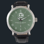 Reloj De Pulsera Custom Green Dial Roman Numeral  Luxury Gift for W<br><div class="desc">Custom Green Dial Roman Numeral Luxury Gift for Weddings, Anniversaries & Father’s Day Descriere (SEO): Elevate your gift-giving with this Custom Green Dial Roman Numeral Watch, designed with a bold green face, classic Roman numerals, and a luxurious gold-tone case. Personalized with names or initials, this stylish timepiece makes the perfect...</div>