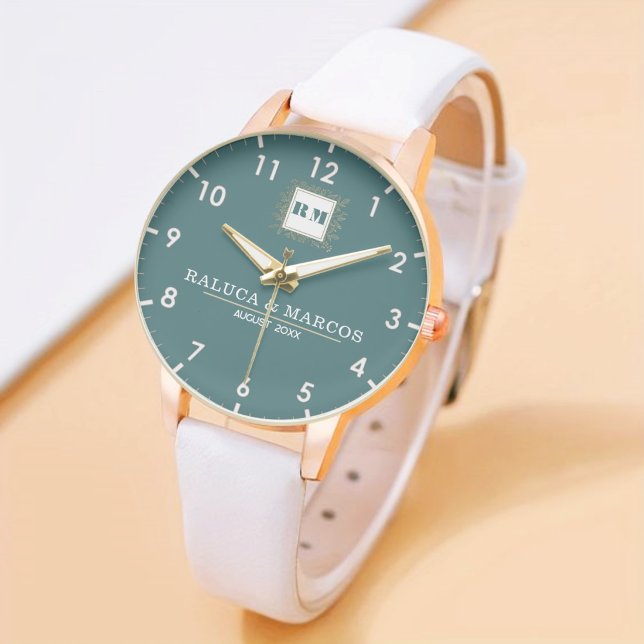 Reloj De Pulsera Custom initials floral anniversary monogramed (Subido por el creador)