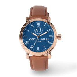 Reloj De Pulsera Custom lovers name monogram Personalized blue