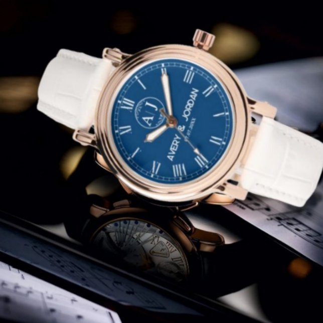 Reloj De Pulsera Custom lovers name monogram Personalized blue (Subido por el creador)