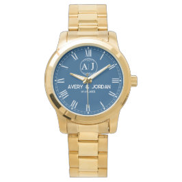 Reloj De Pulsera Custom lovers name monogram Personalized blue