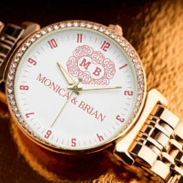 Reloj De Pulsera Custom Name Elegant Monogram
