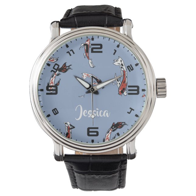 Reloj De Pulsera Custom name koi fish blue (Anverso)