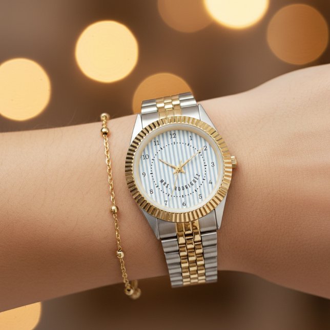 Reloj De Pulsera Custom Striped His and Hers Watch for Couple Gift (Custom Striped Couple Watch – Personalized His and Hers Wedding Gift for Bride and Groom or Teachers)