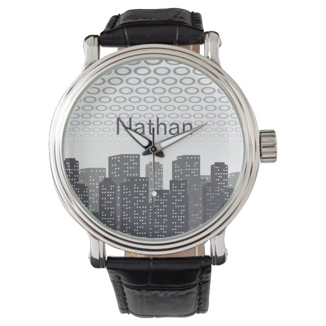 Reloj De Pulsera Custom Urban Cityscape Shades of Grey Personalised (Anverso)