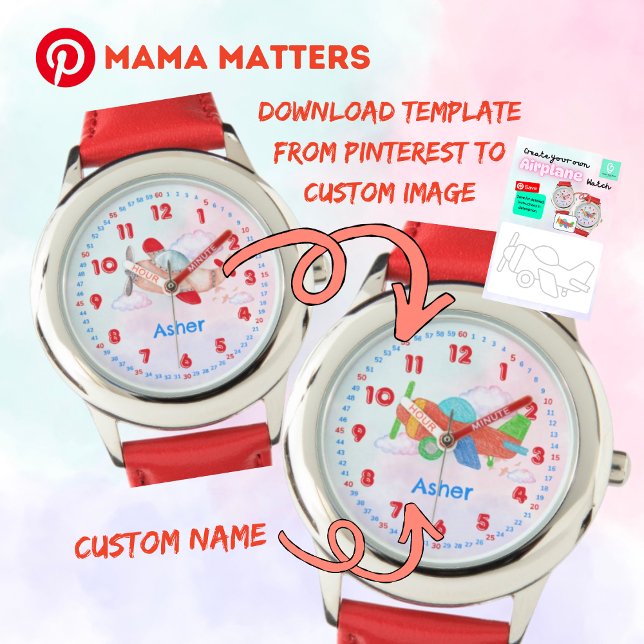 Reloj De Pulsera Custom Your Own Airplane Time Teaching Kids (Subido por el creador)