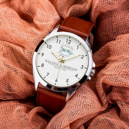 Reloj De Pulsera Customized Floral Monogram Timepiece for Him & Her