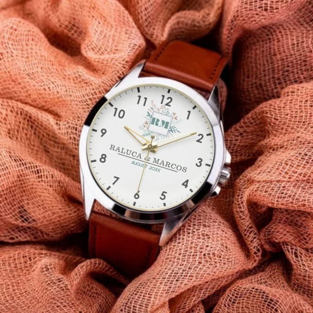 Reloj De Pulsera Customized Floral Monogram Timepiece for Him & Her (Subido por el creador)