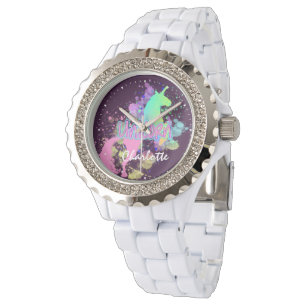 Reloj De Pulsera Cuta de unicornio arcoiris personalizada