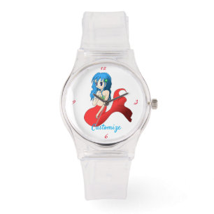 Reloj De Pulsera Cuta sirena de cabello azul Thunder_Cove
