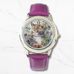 Reloj De Pulsera Cute acuarela gatos Bonitos giratorias<br><div class="desc">Cute Watercolor Cat Bonito Flowers Girly Watches cuenta con un lindo gato sentado en bonito de flores silvestres. Creado por Evco Studio www.zazzle.com/store/evcostudio</div>