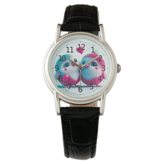 Reloj De Pulsera Cute Birds Love Hearts Inspired en San Valentín (Anverso)