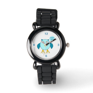 Reloj De Pulsera Cute Blue Baby Boy Owl Purpurina Watch