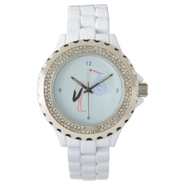 Reloj De Pulsera Cute Blue Baby Boy Stork (Anverso)