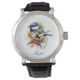 Reloj De Pulsera Cute Bluetit en una sucursal, personalizado