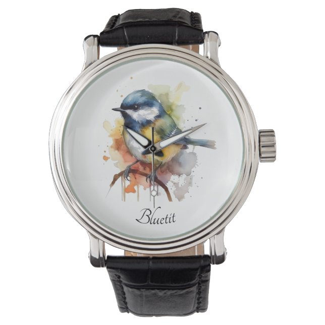 Reloj De Pulsera Cute Bluetit en una sucursal, personalizado (Anverso)