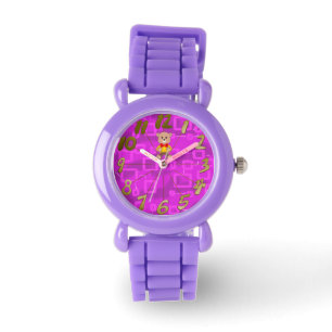 Reloj De Pulsera Cute Bowtie Teddy Bear Blue Spaceship Purple