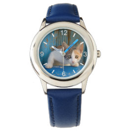Reloj De Pulsera Cute Calico Cat Kitten Funny Ojos placa de marcado