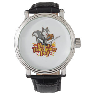 Reloj De Pulsera Cute Camiseta clásica de ardilla feliz de acción d
