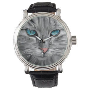 Reloj De Pulsera Cute Cat Oyes Face Water Color Oil Paintart