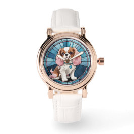 Reloj De Pulsera Cute Cavalier Rey Charles Pastel Vidrio Manchado