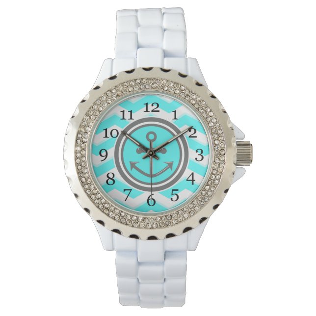 Reloj De Pulsera Cute Chevron Anchor Smile (Anverso)