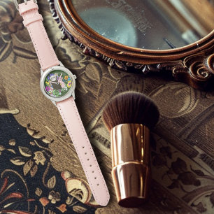 Reloj De Pulsera Cute Chocolate Sable Ferret Floral Verde
