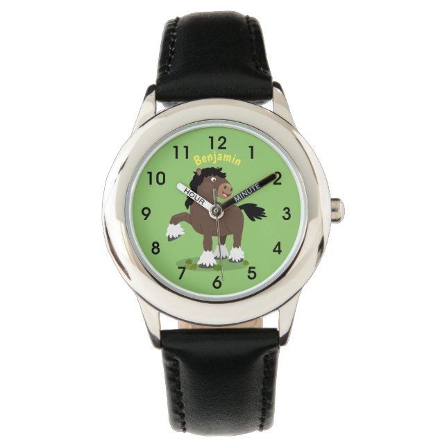 Reloj De Pulsera Cute Clydesdale personalizado de caballo ilustraci (Anverso)