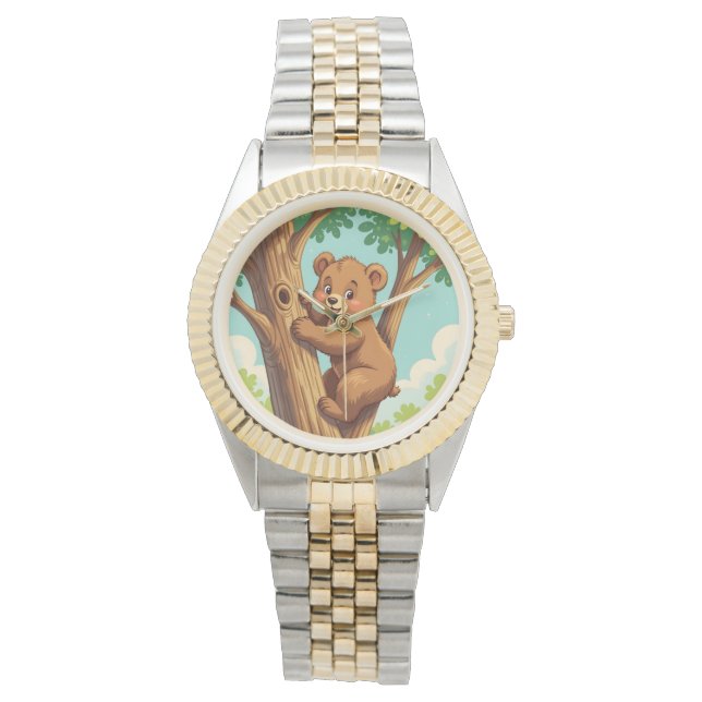 Reloj De Pulsera Cute cub bear climbing a tree (Anverso)
