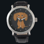 Reloj De Pulsera Cute Dachshund | Perro Personalizado Wiener<br><div class="desc">Este reloj original de muñeca de perro engullidor está disponible en diversos estilos para hombres, mujeres y niños. Un accesorio de moda fresco que hace un gran regalo para los amantes del Dachshund rojo y recubierto de suavidad. Visite el Doodle World de Jenn para ver muchos más elegantes relojes de...</div>