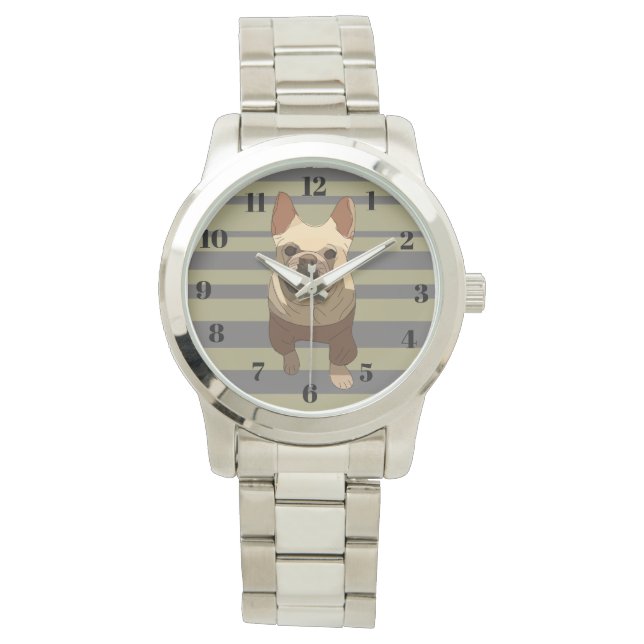 Reloj De Pulsera Cute dog, Striped (Anverso)