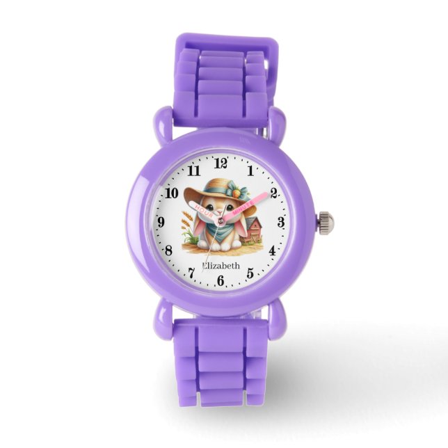 Reloj De Pulsera Cute Farm Rabbit agrega nombres chicas Watch (Anverso)