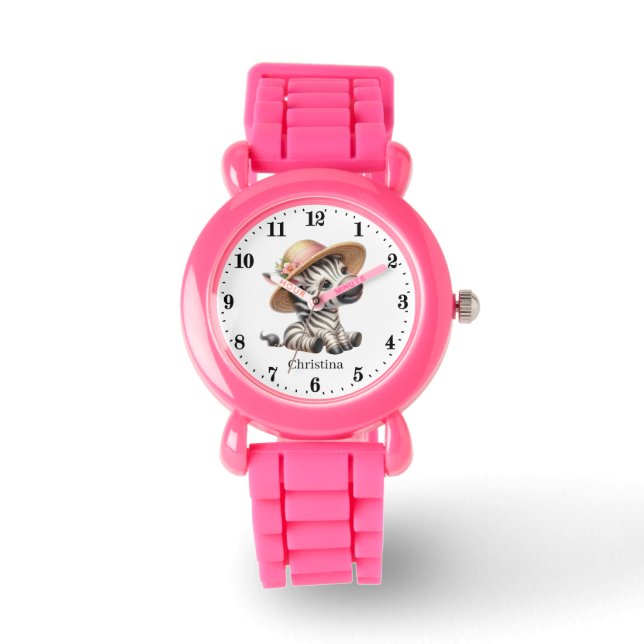 Reloj De Pulsera Cute Farm Zebra agregar nombre chicas Watch (Anverso)