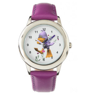 Reloj De Pulsera Cute feliz pato Personalizado corriendo por las fl