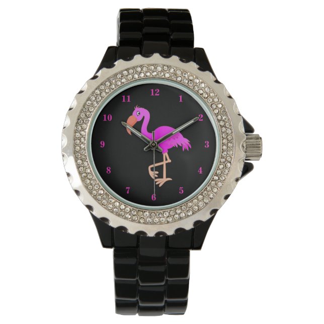 Reloj De Pulsera Cute Flamingo - Feliz - (Anverso)